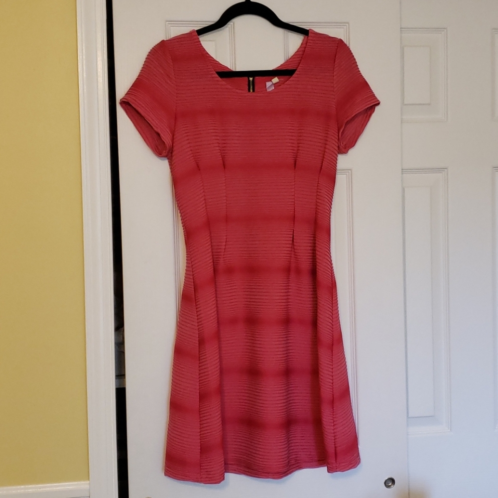 Pink fit and flair dress sz L